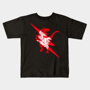 Lightning T-Rex Dinosaur Red Kids T-Shirt